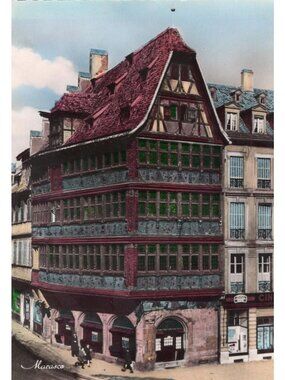 Vintage Strasbourg La Maison Kammerzell Postcard Hand-Colored Architecture Edit.